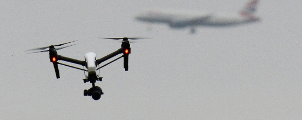 Picture of Drone with British Airways plan in the background